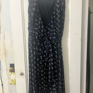 LOFT Blue Sleeveless Wrap Midi Dress